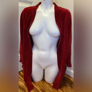 Terra and Sky Red Plus Sized Cardigan
